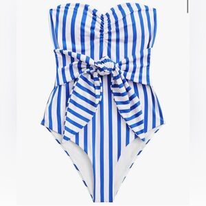 Sweatyrocks Women’s Blue and White Striped Swimsuit Strapless